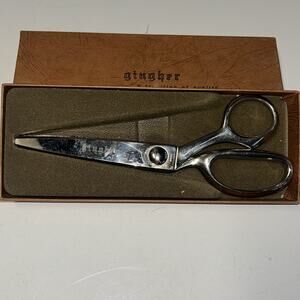 Vintage Gingher Pinking Shears Scissors Silver G-7P w/ Box Made in Brazil